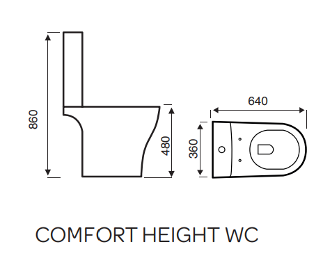 Kartell K-VIT Kameo Comfort Height Close Coupled Pan (Cistern & Seat Options) -White Gloss (POT535KA)