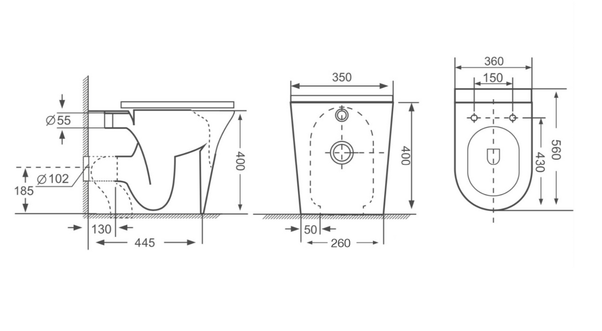 Kartell K-VIT Kameo Rimless Back to Wall WC Pan (Cistern & Seat Options) -White Gloss (POT537KA)