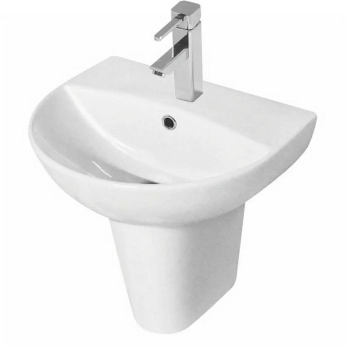 Kartell K-VIT Kameo 550mm 1 Tap Hole Basin with Pedestal Options-White Gloss (POT542KA)