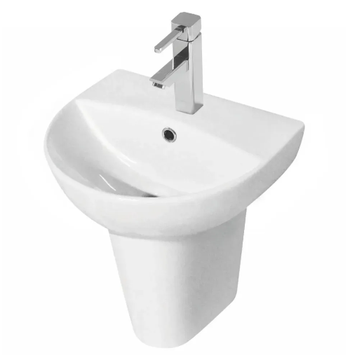 Kartell K-VIT Kameo 450mm 1 Tap Hole Basin with Pedestal Options-White Gloss (POT544KA)