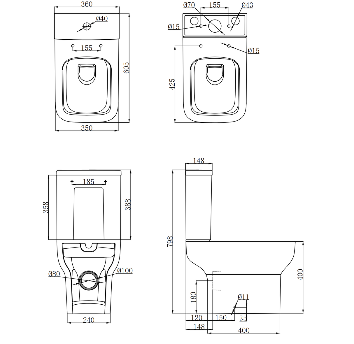 Kartell K-VIT Korsika Close Coupled Cistern- White Gloss (POT666KO)