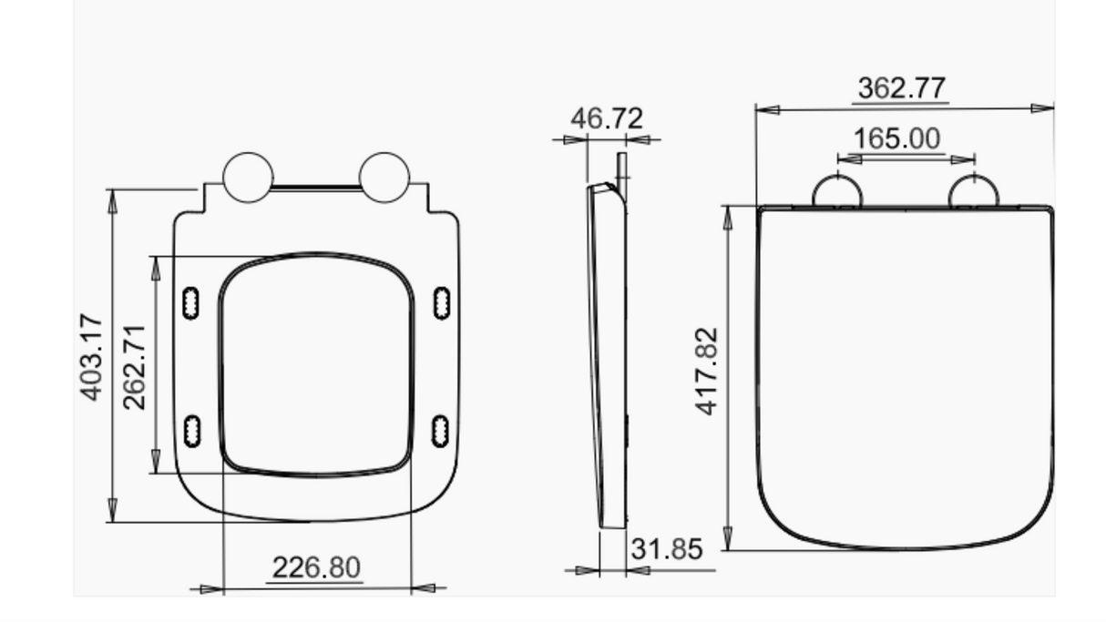 Kartell K-VIT Primo Square Rimless Fully Shrouded Comfort Height Pan and Soft Close Seat – White Gloss (PRI-CH-SQ-PRI-SEAT-SQ))
