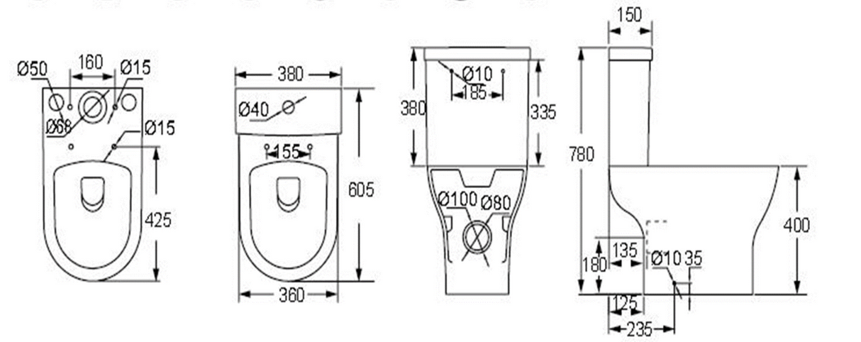 Kartell K-VIT Primo Round Rimless Short Projection Open Back Pan- White Gloss (PRI-SP-RO)