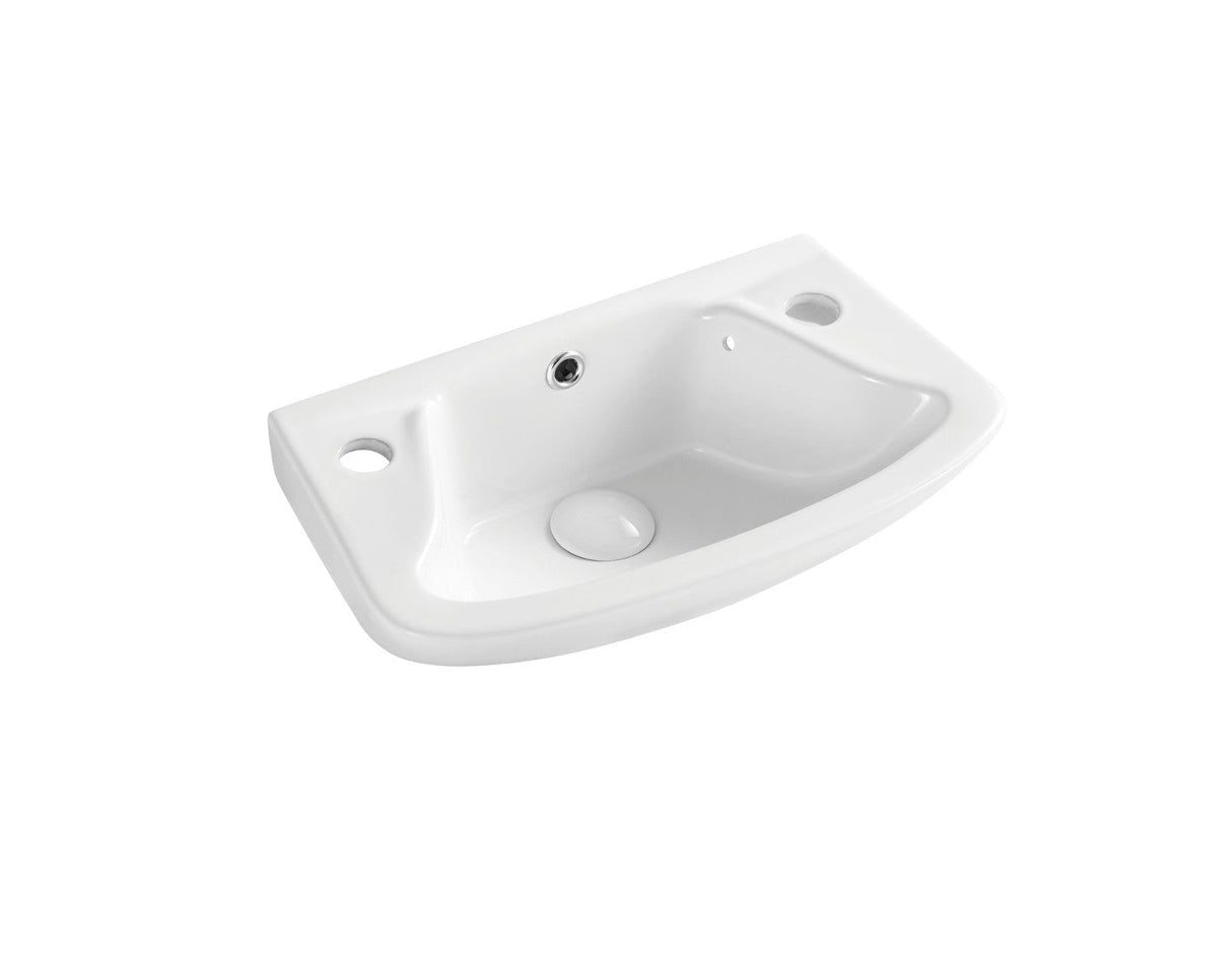 Kartell K-VIT Proton Cloakroom 460mm Two Tap Hole Basin- White Gloss (PRO460BAS2)