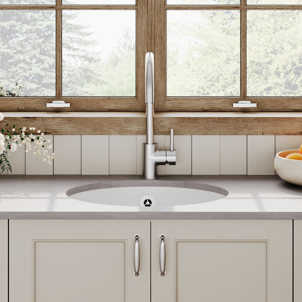 Nuie 460 x 191mm Fireclay Single Bowl Round Inset Sink With Central Waste And Overflow – White or Soft Black