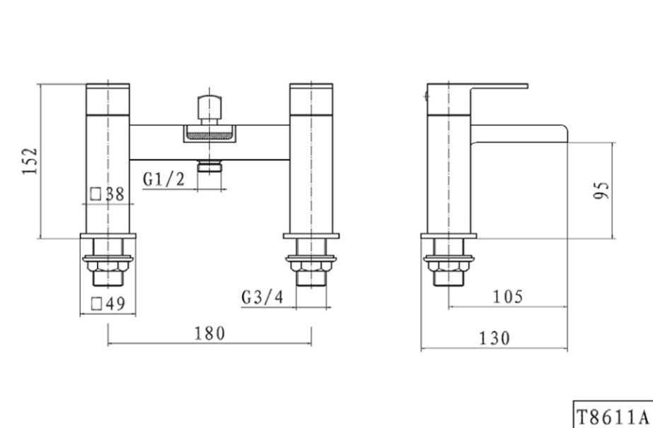 Kartell K-VIT Phase Bath Shower Mixer Chrome (TAP037PH)