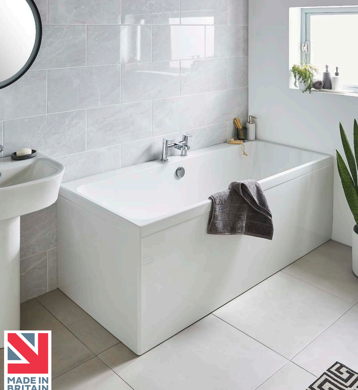 Kartell K-VIT Refine 1600x700 Single Ended Bath With Legs- White Gloss (REF1670SE)