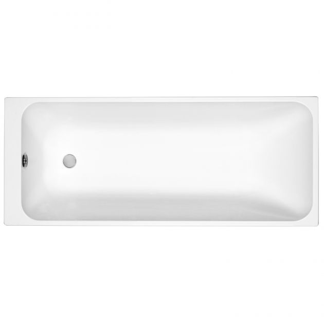 Kartell K-VIT Refine 1600x700 Single Ended Bath With Legs- White Gloss (REF1670SE)