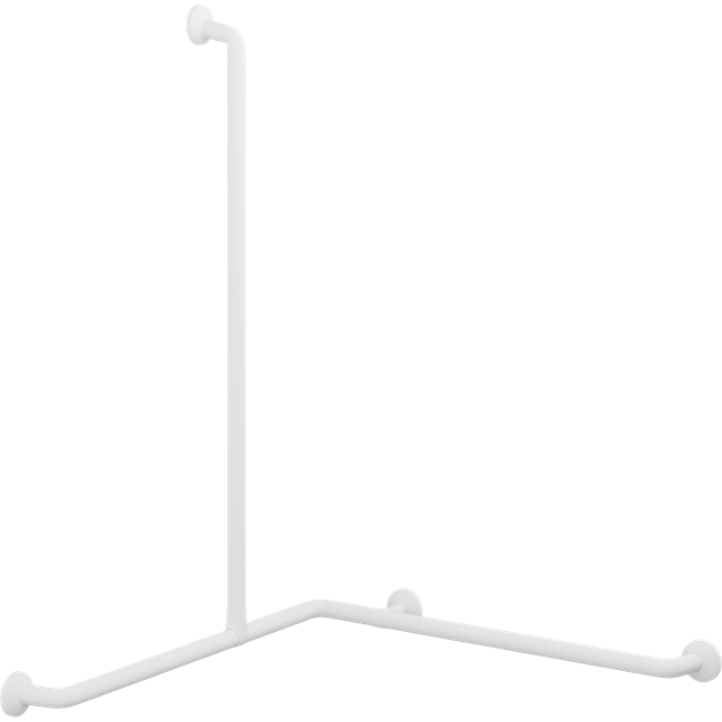 Pressalit PLUS corner shower handrail – 762 x 1200 x 1090 mm, White