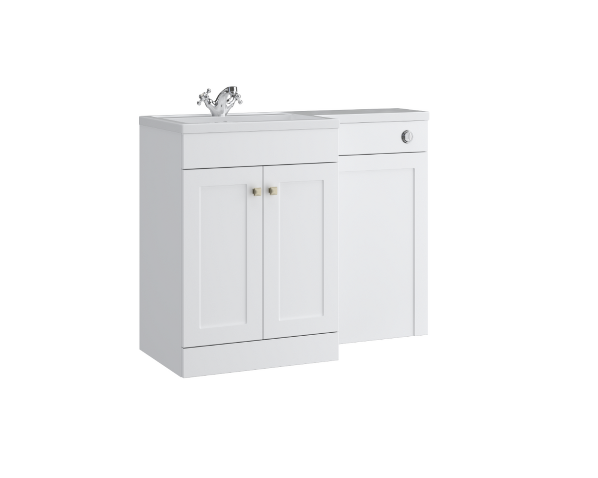 Kartell K-VIT Sanctuary 1100mm L-Shaped Door Unit Right-Hand Furniture Pack - Matt White - Cistern Included (SAN600FSDO-SW- SANLSWC-SW - FUR431NEW - ACC001N)