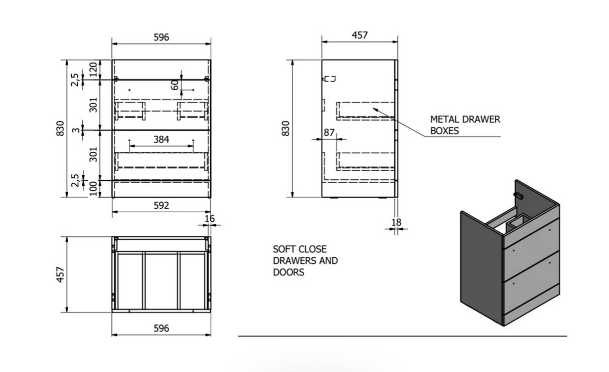 Kartell K-VIT Dove 600mm 2 Drawer Floor Standing Unit With Ceramic Basin-Torro Oak (DOV600FSDR-TO FUR057PU)