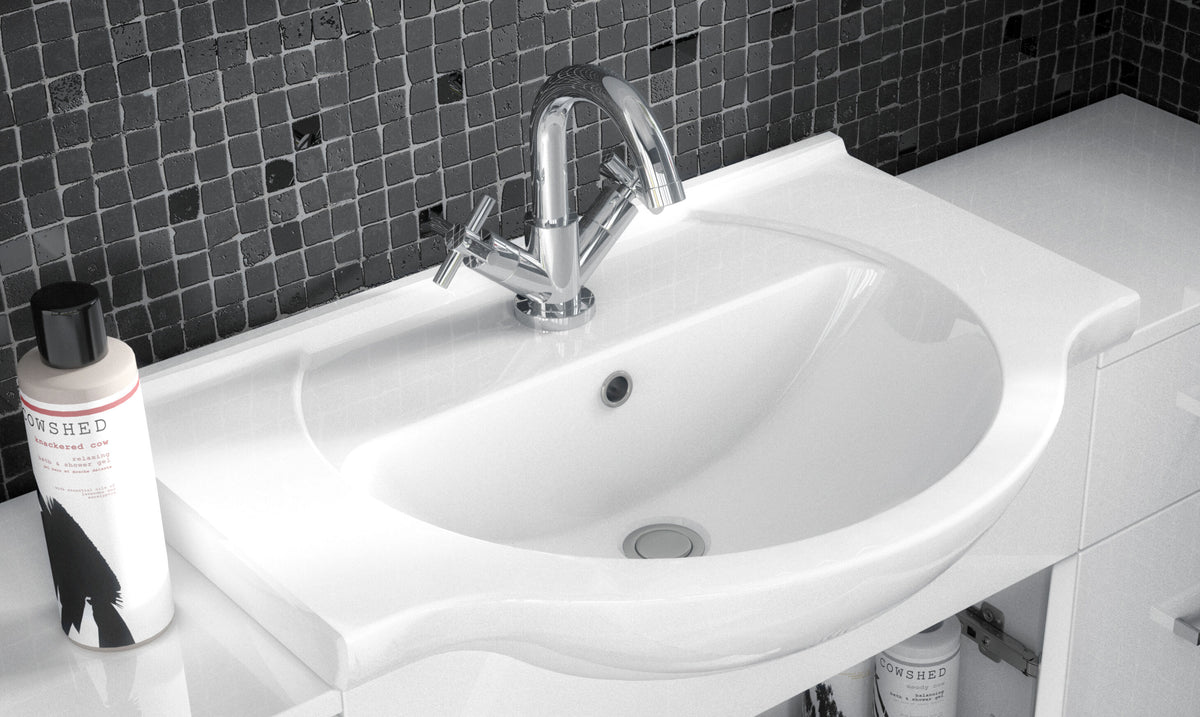 Nuie Saturn Furniture Pack With Round Basin, Back To Wall Toilet & Seat – Gloss White, photo 2