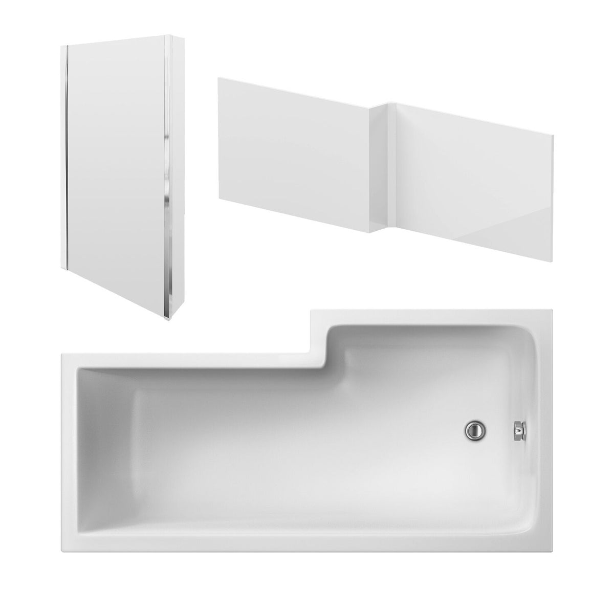 Nuie Square Shower Bath, Screen And Panel Set – 1600mm & 1800mm