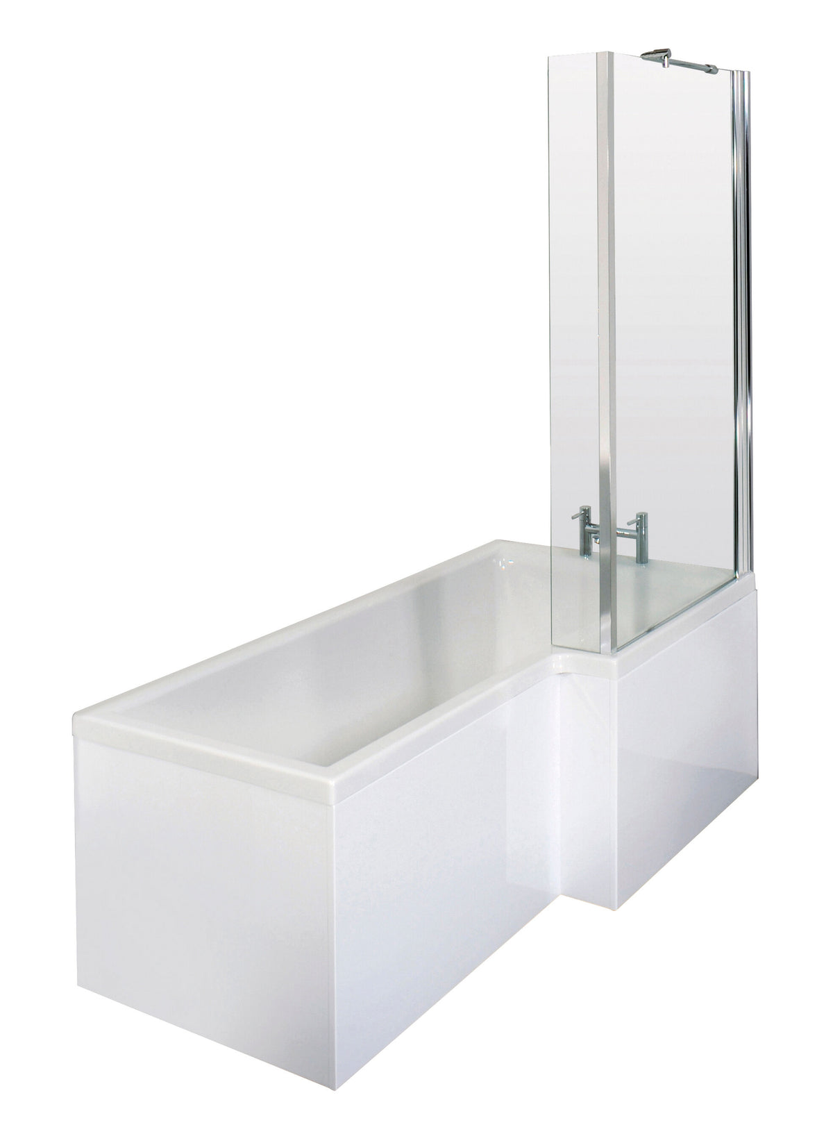 Nuie 1500mm Square Shower Bath Set with Screen, Side Panel And Leg Set – White, photo 3