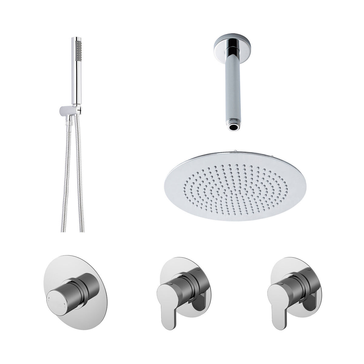 Nuie Arvan 2 Outlet Concealed Shower Valve With Stop Taps – Chrome, photo 2