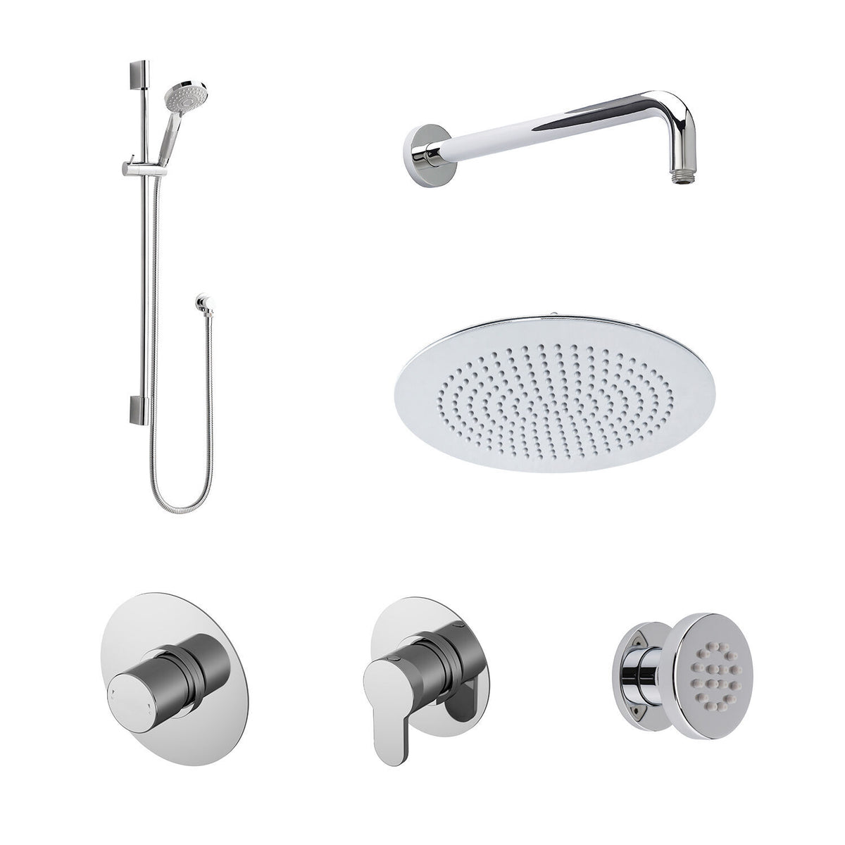 Nuie Arvan 3 Outlet Concealed Shower Valve With 3 Body Jets – Chrome, photo 2