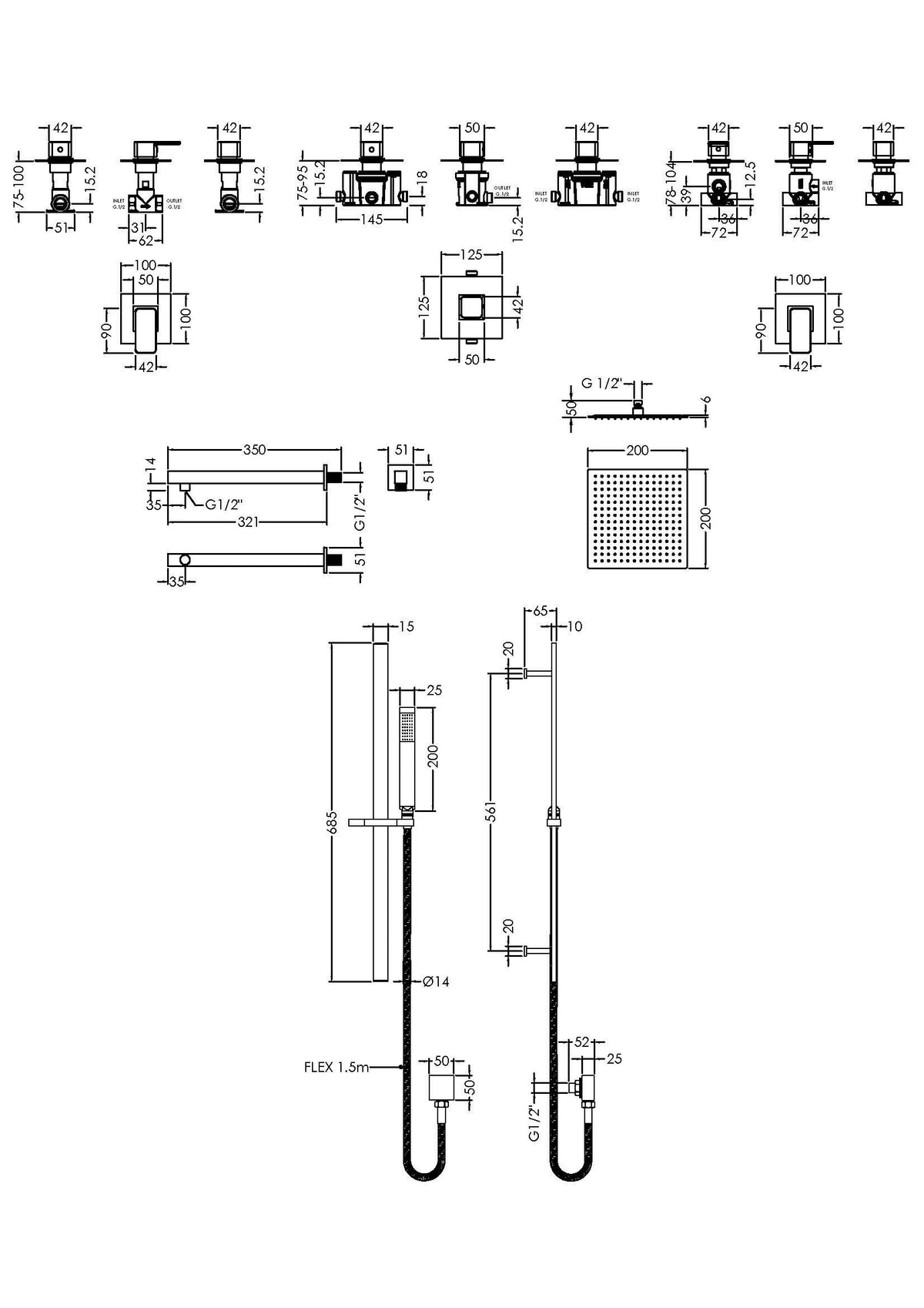 Nuie Windon Concealed 2 Outlet Thermostatic Shower Valve With Diverter – Chrome, photo 3