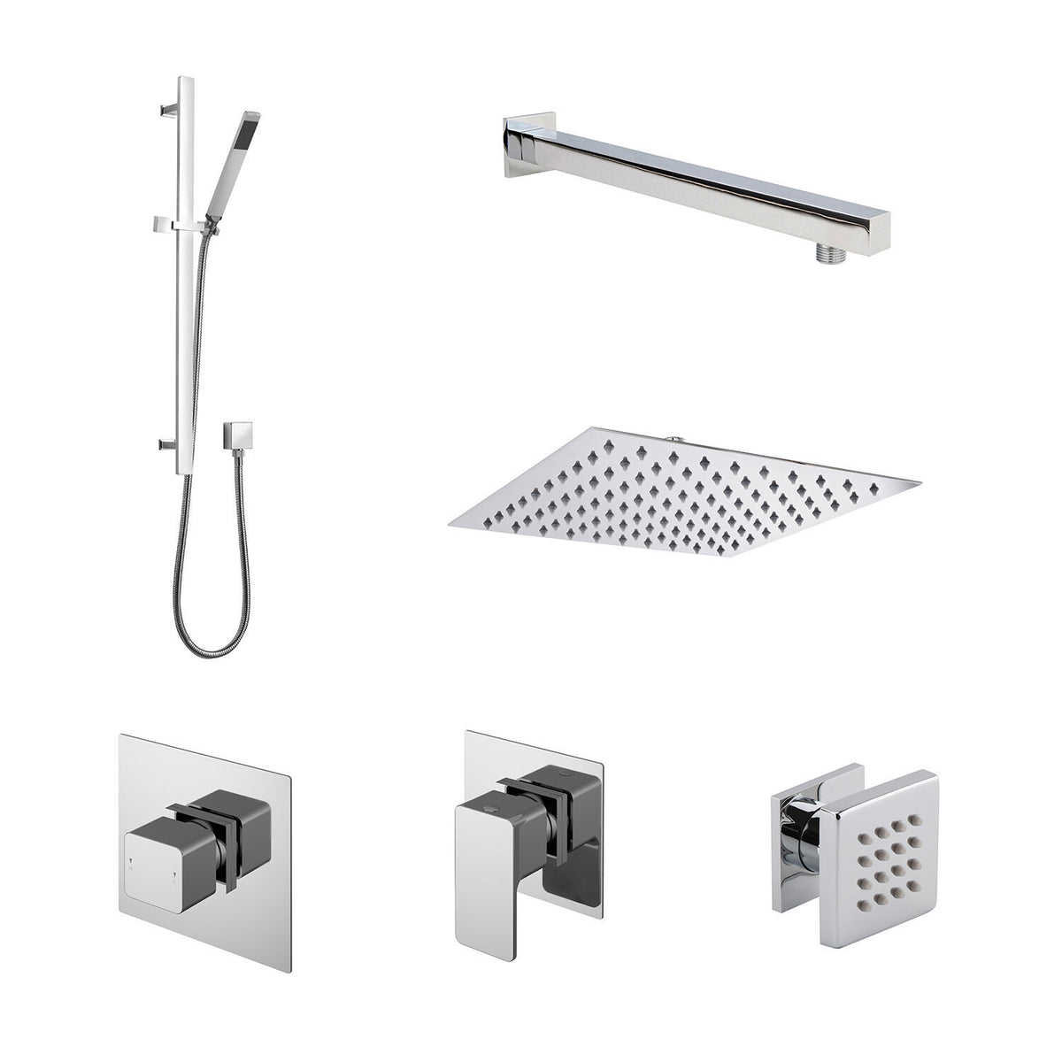 Nuie Windon 3 Outlet Thermostatic Shower System With Stop Taps – Chrome