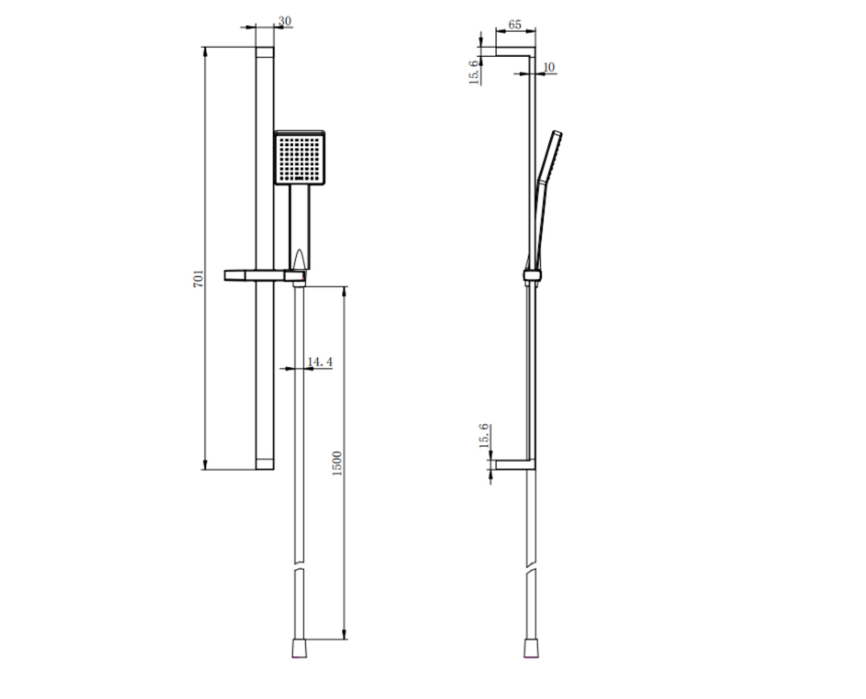 Kartell K-VIT Nero Square Slide Rail Kit-Matt Black (SHO058NS)