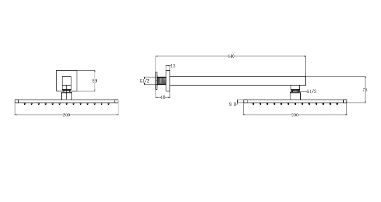 Kartell K-VIT Element Option 2 Concealed Thermostatic Shower With Fixed Overhead Drencher- Chrome (SHO009EL-SHO073CU)
