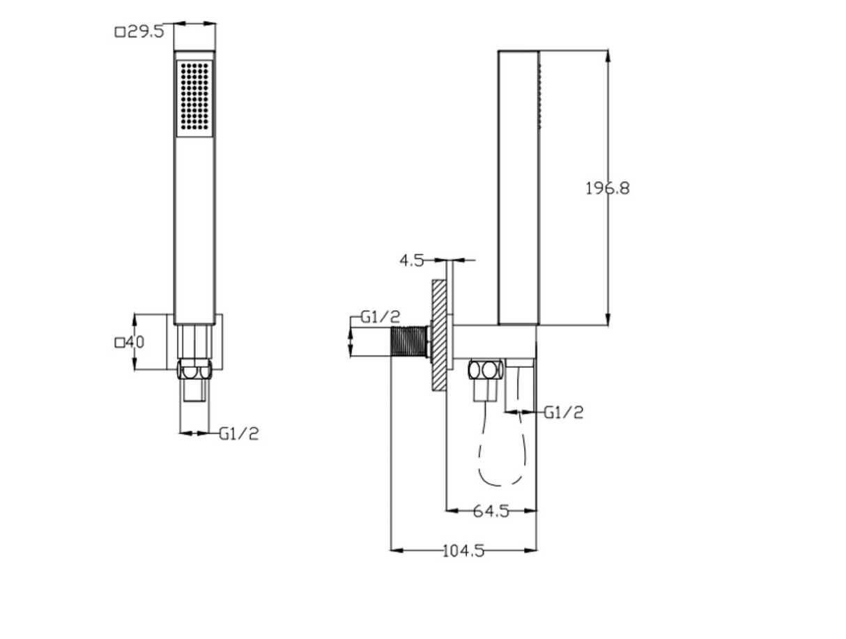Kartell K-VIT Element Option 4 Thermostatic Concealed Shower with Overhead Drencher & Separate Handshower- Chrome (SHO010EL-SHO073CU-SHO106S)