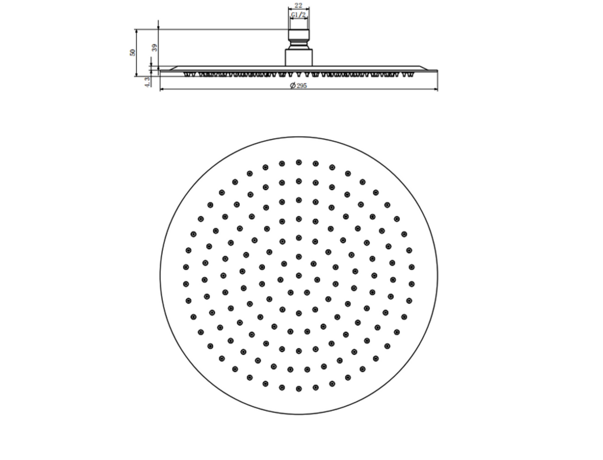Kartell K-VIT 300mm Round Stainless Steel Shower Head - Chrome (SHO120RO)