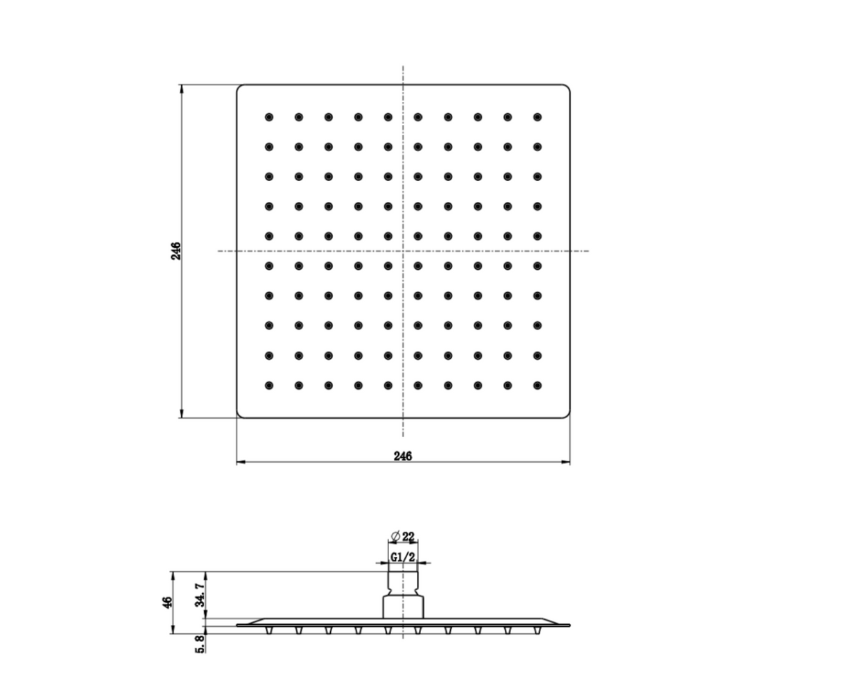 Kartell K-VIT Nero Square Shower Head -Matt Black (SHO157NS)(SHO158NS)(SHO159NS)