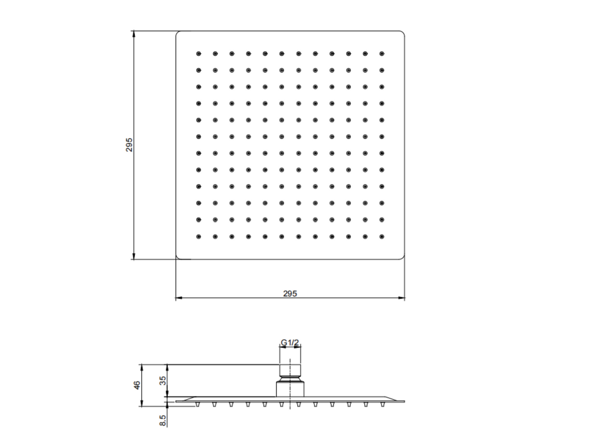 Kartell K-VIT Nero Square Shower Head -Matt Black (SHO157NS)(SHO158NS)(SHO159NS)
