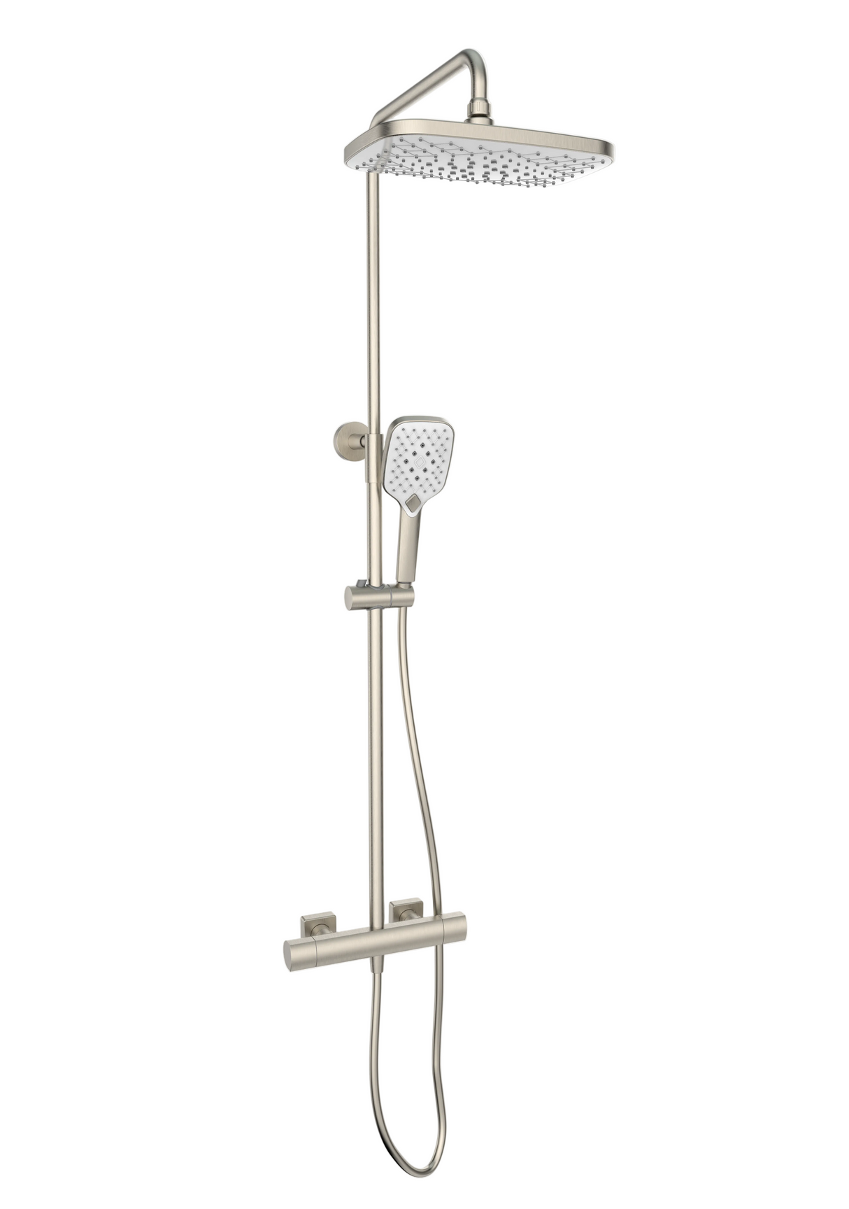 Kartell K-VIT Kolt Option 1 Thermostatic Bar Shower With Adjustable Sliding Handset & Overhead Drencher -Brushed Nickel (SHO330KBN)