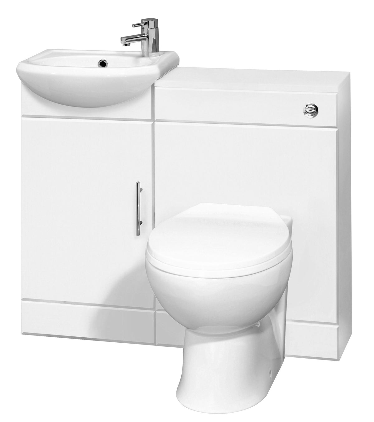 Nuie Sienna Cloakroom Furniture Pack With Basin, Toilet & Seat – Gloss White