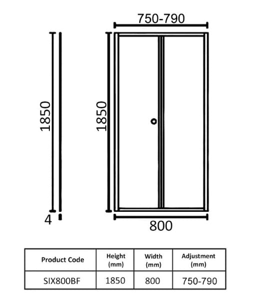 Kartell K-VIT KV6 Bi-Fold Shower Door 800mm (SIX800BF)