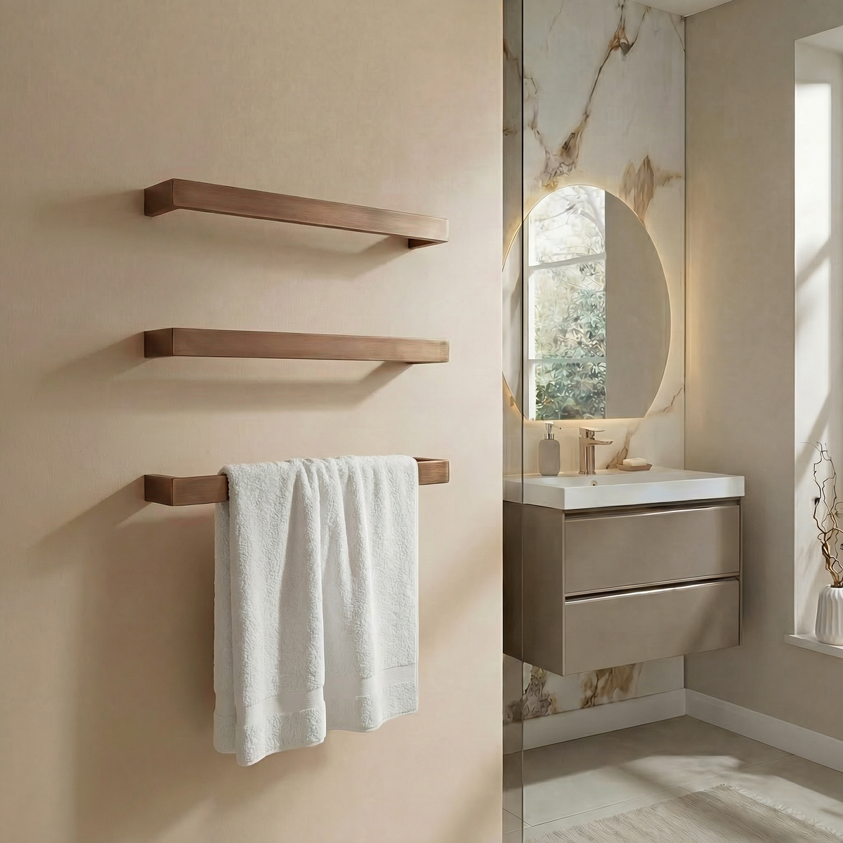 Kartell K-VIT Singola 12V brushed bronze electric towel rail