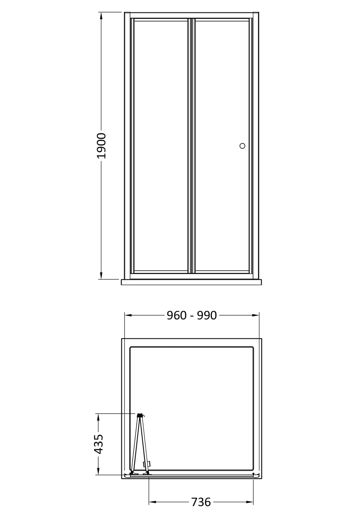 Nuie Rene Bi-fold Shower Door – 700mm, 800mm, 1000mm, 1100mm & 1200mm, photo 6