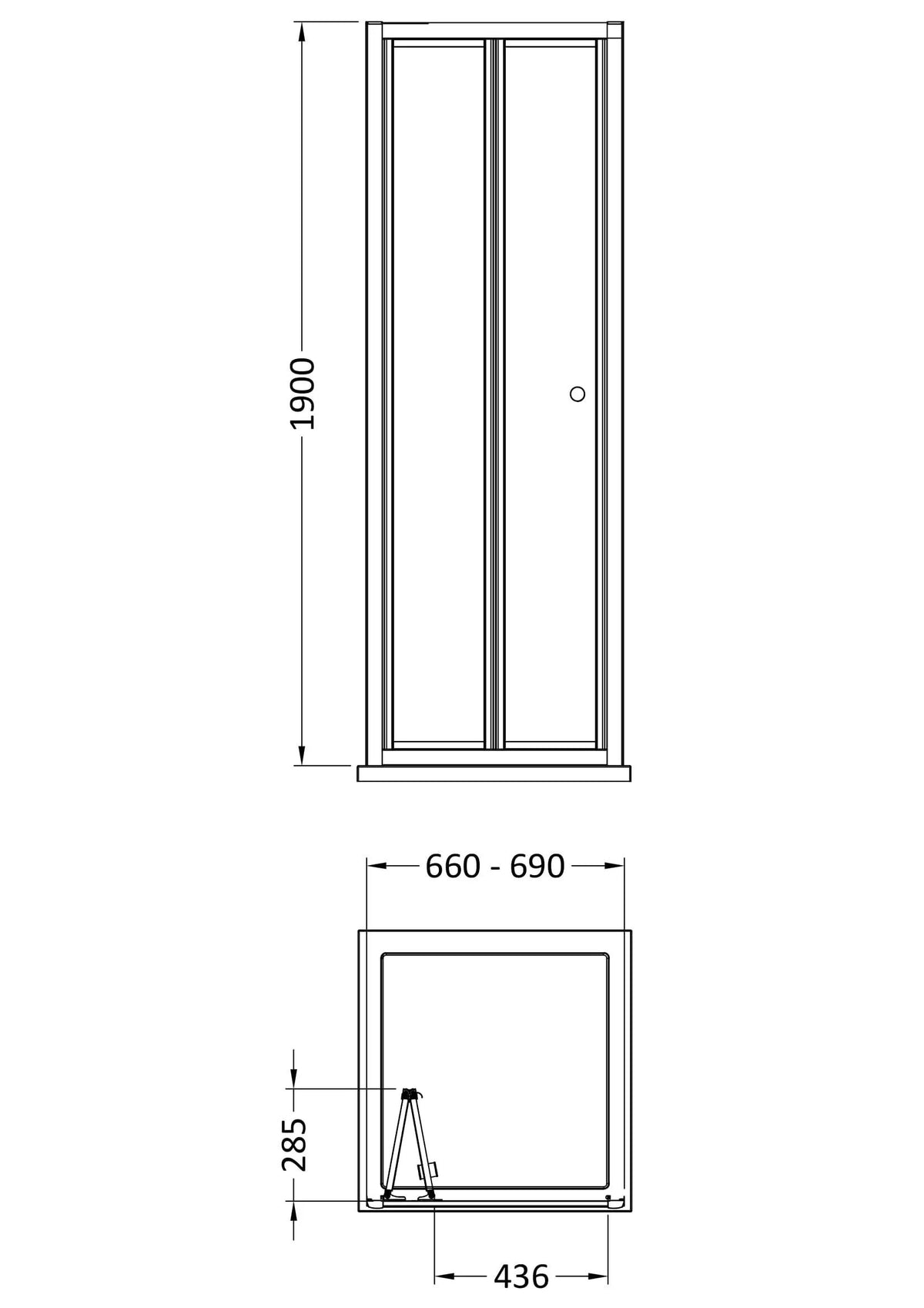 Nuie Rene Framed Bi-fold Shower Door – 700mm, 760mm & 900mm, photo 3