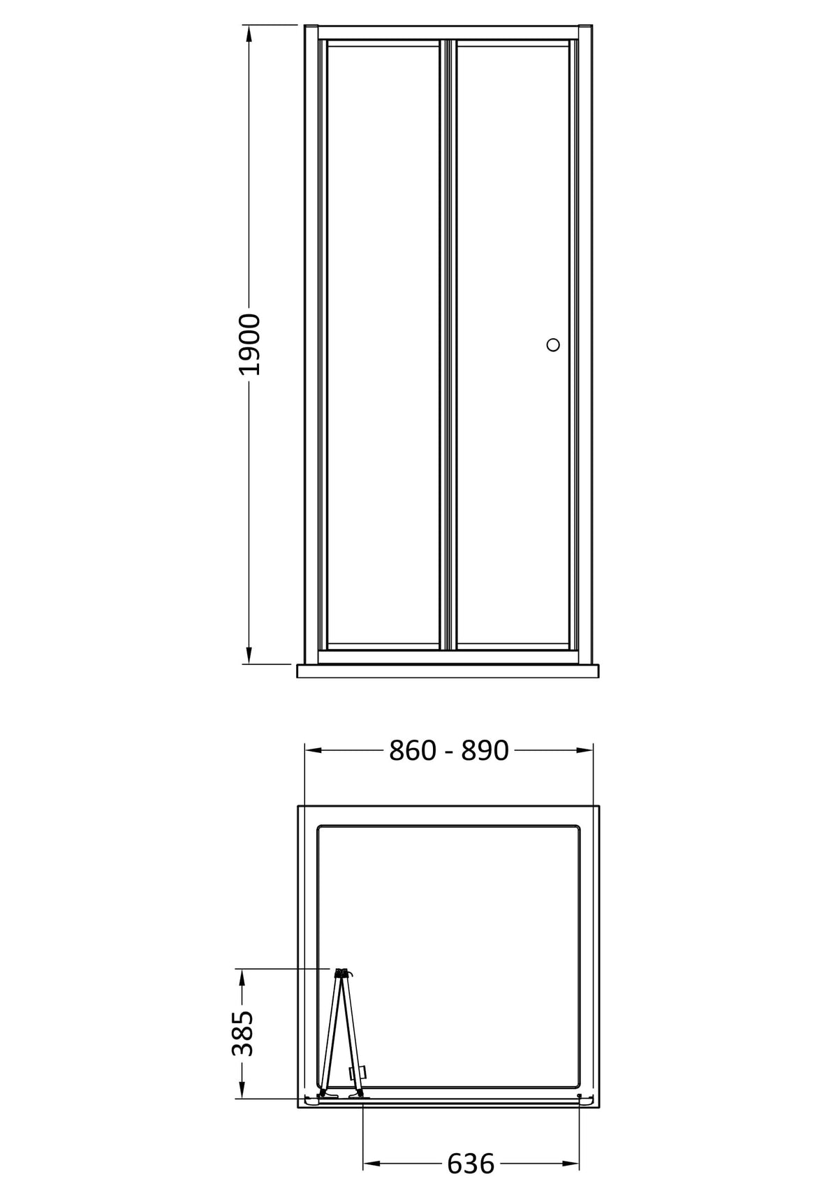 Nuie Rene Bi-fold Shower Door – 700mm, 760mm & 900mm, photo 6