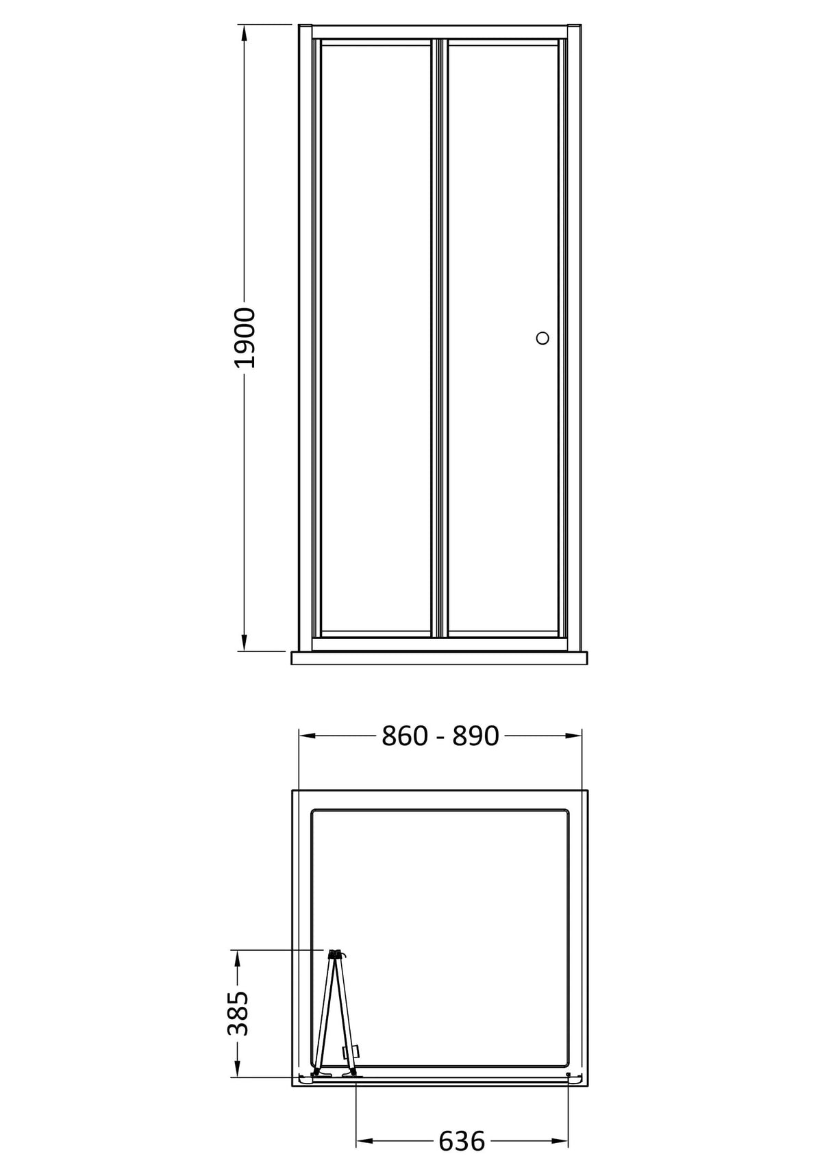 Nuie Rene Framed Bi-fold Shower Door – 700mm, 760mm & 900mm, photo 5