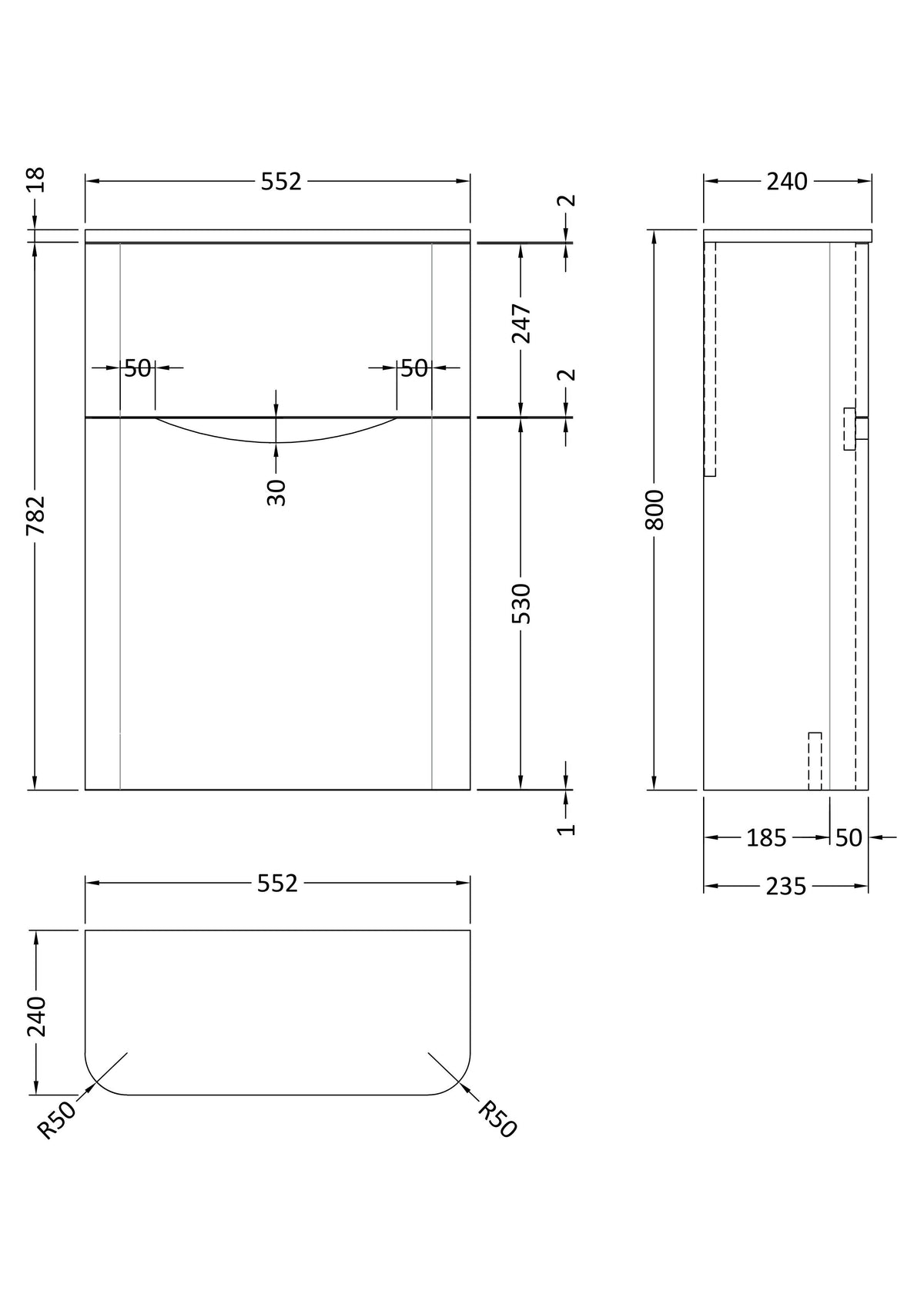 Nuie Lunar 550mm Floor Standing WC Unit, photo 7