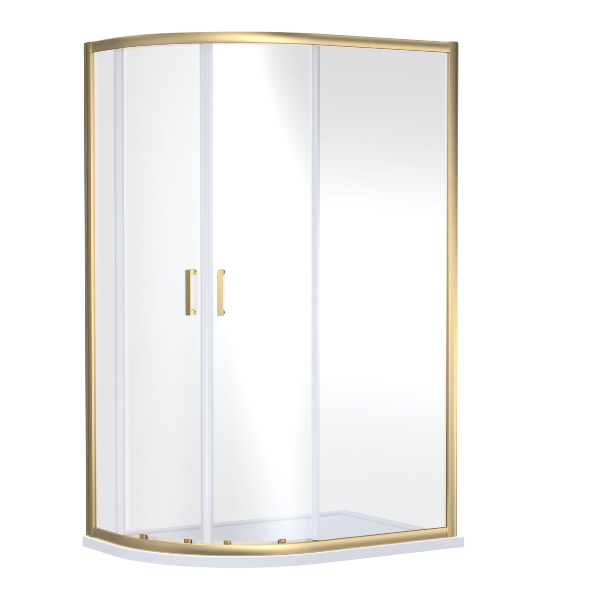 Nuie Rene 1000 x 800mm 2 Door Offset Quadrant Enclosure – Brushed Brass