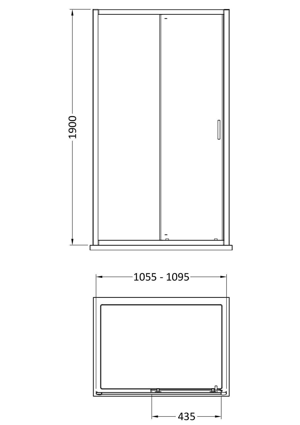 Nuie Rene Sliding Shower Door – 1100mm, 1500mm, 1600mm & 1700mm, photo 4