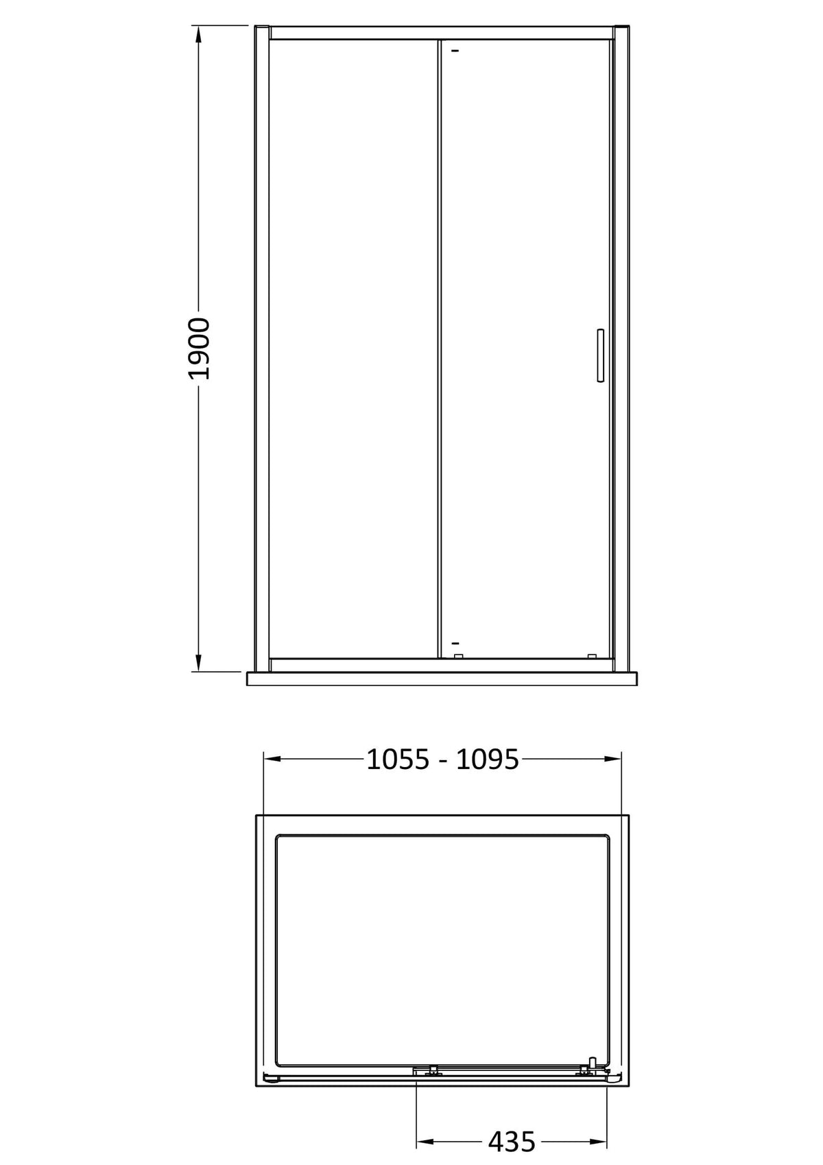 Nuie Rene Framed Sliding Shower Door – 1100mm, 1500mm, 1600mm & 1700mm, photo 3