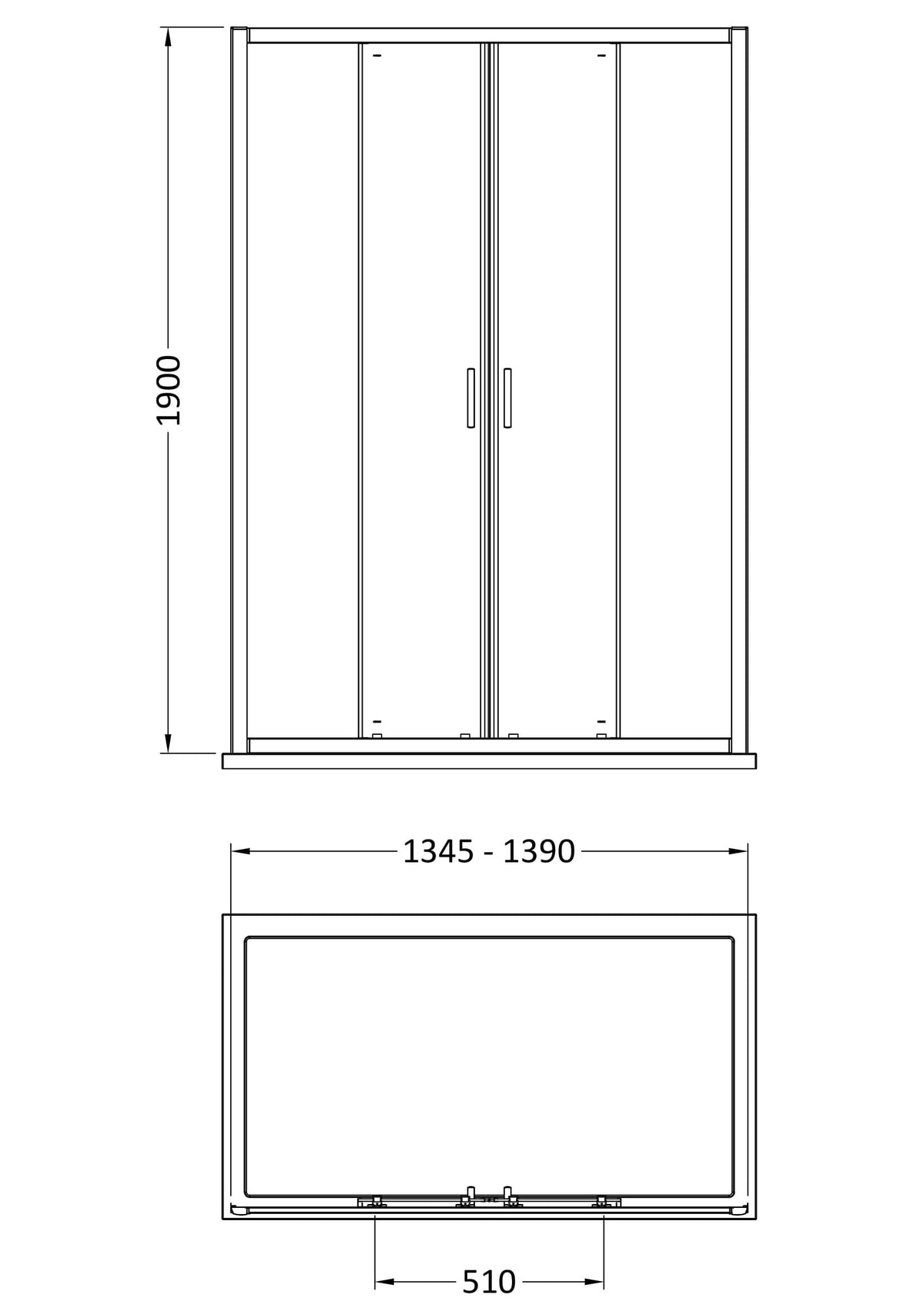 Nuie Rene Sliding Shower Door – 1400mm & 1700mm, photo 2