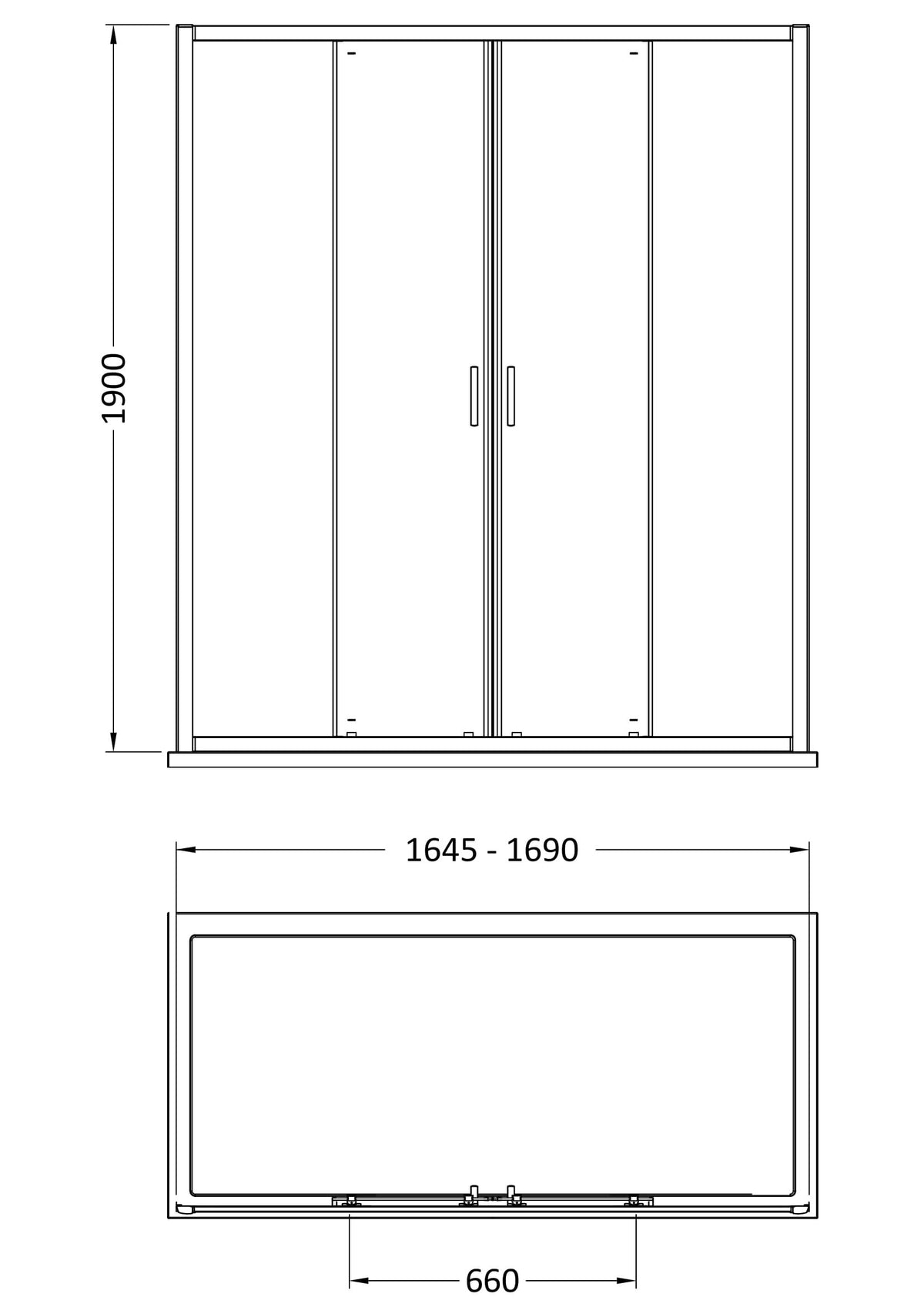 Nuie Rene Sliding Shower Door – 1400mm & 1700mm, photo 3