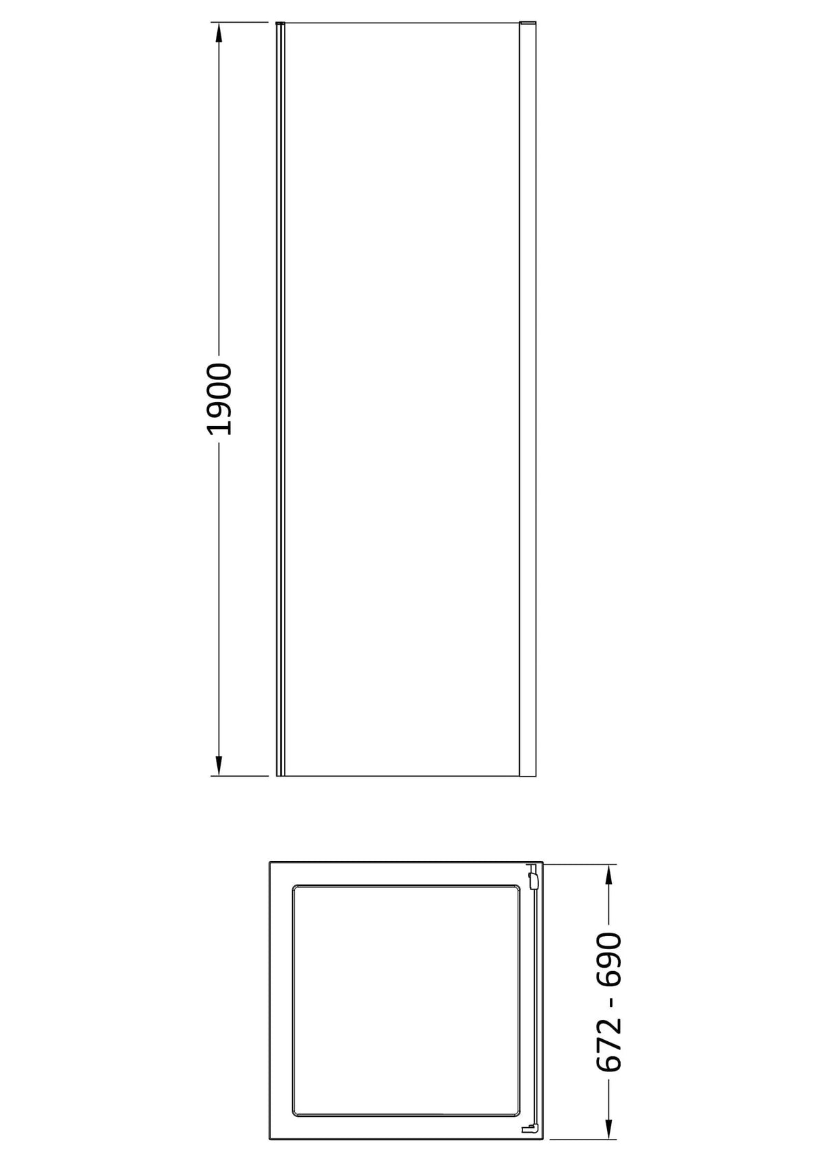 Nuie Rene Semi-Frameless Side Panel – 700mm, 760mm, 800mm, 900mm & 1000mm, photo 3