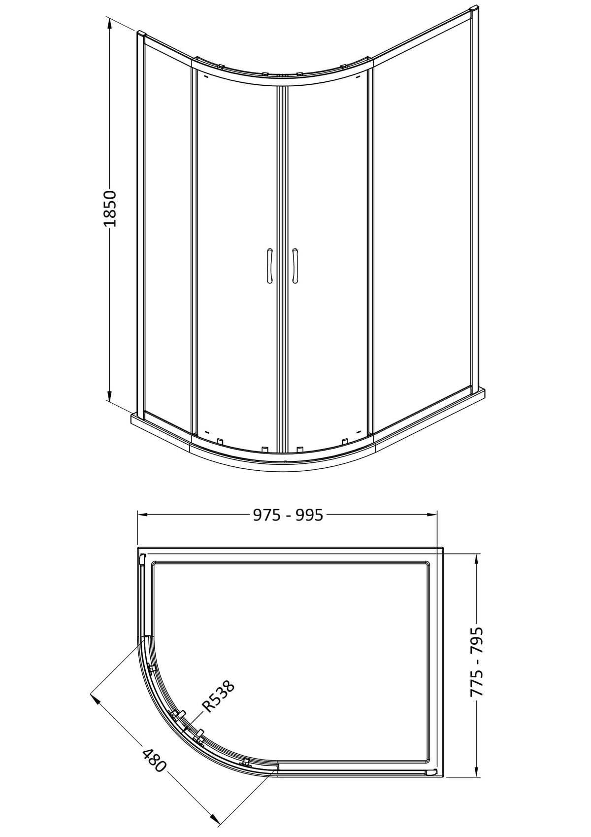Nuie Ella Offset Quadrant Shower Enclosure – 1000 x 800mm & 1200 x 800mm, photo 2