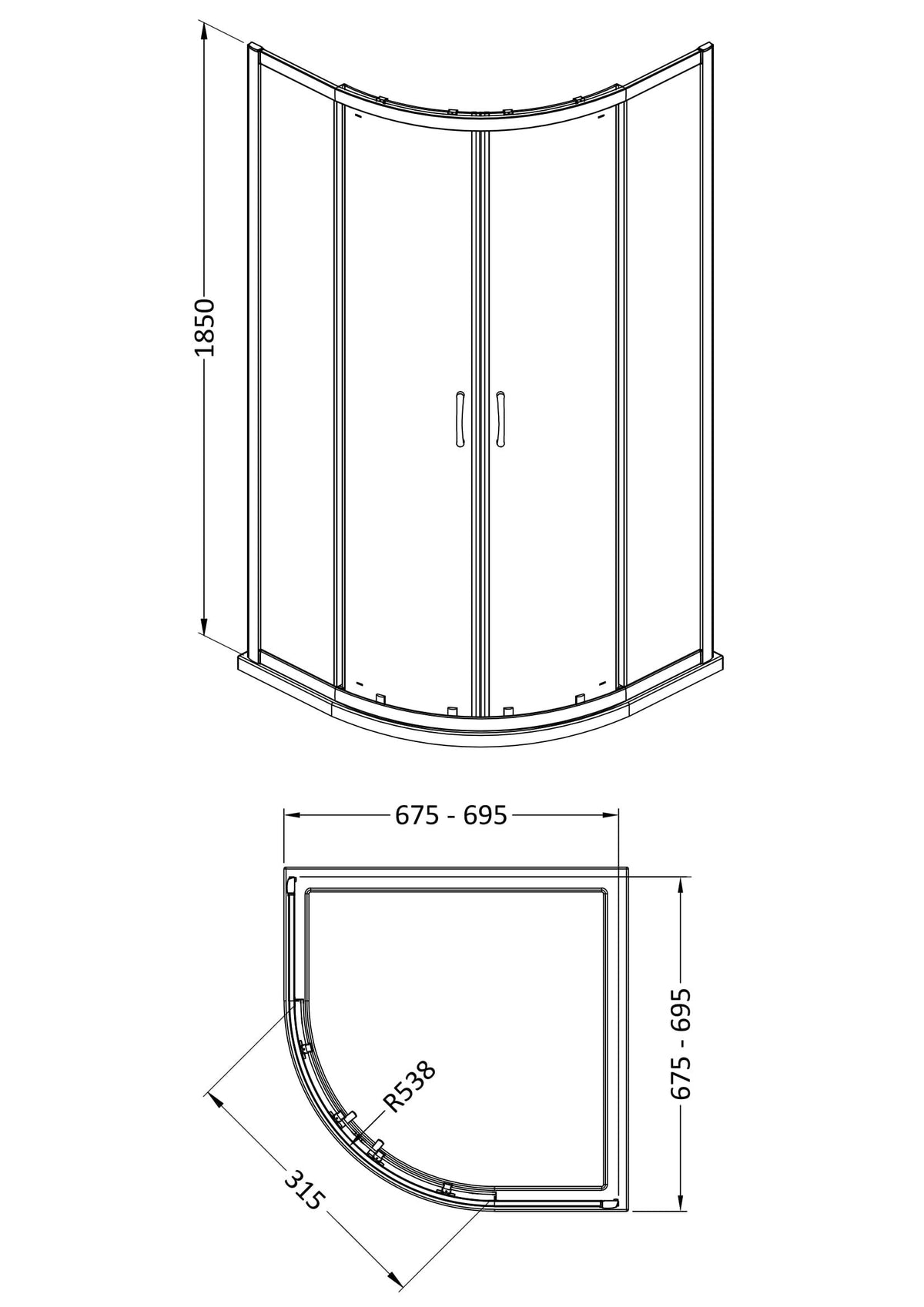 Nuie Ella Quadrant Shower Enclosure – 700mm & 800mm, photo 2