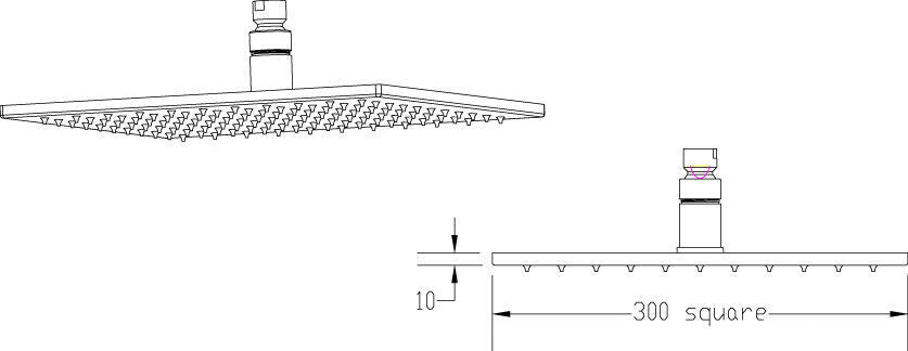 Nuie Fixed LED Shower Head – Chrome, photo 2