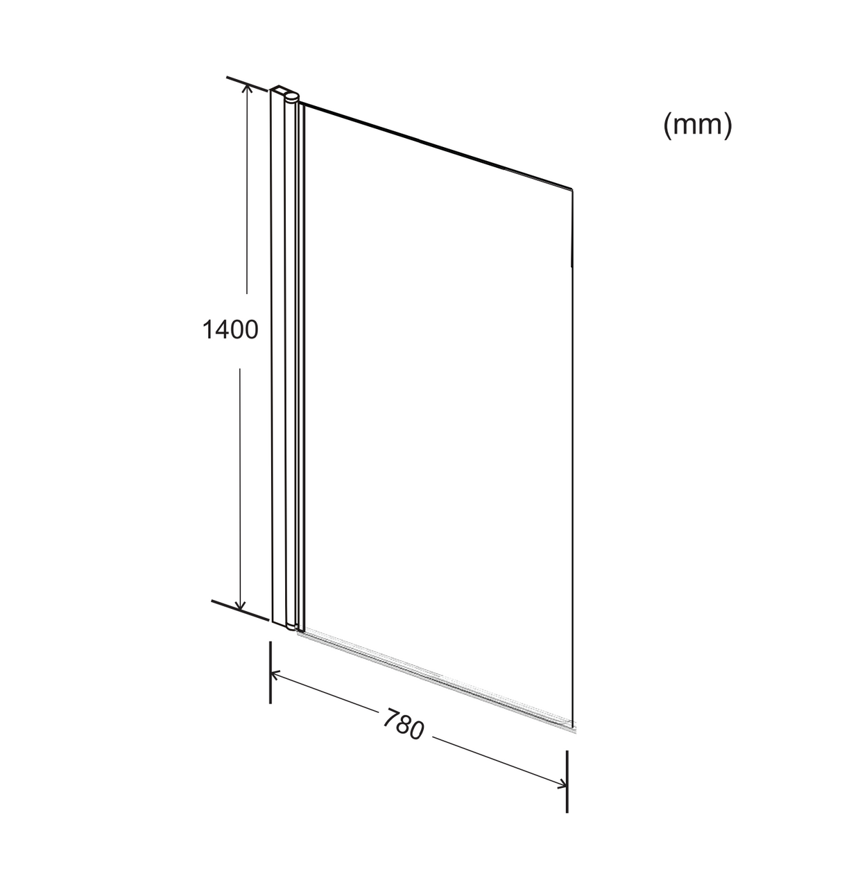 Kartell K-VIT Koncept Straight Bath Screen with Square Edge 1400x780mm (KONSSS)