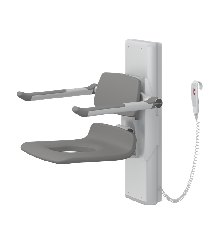 Pressalit PLUS Shower Seat 450 With Aperture, Electrically Height Adjustable Grey (R7635112)