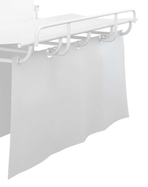 Pressalit splash curtain fitted to an SCT 1000 shower change table