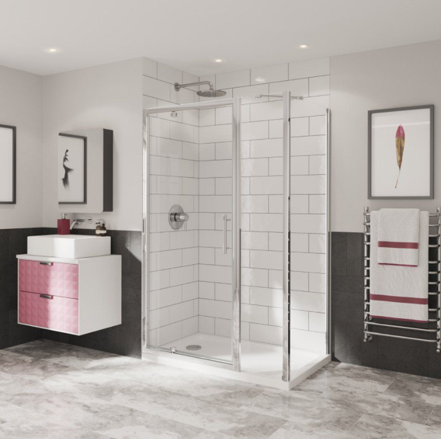 Impey Coram Optima 6 Inline Panel Pack Chrome Clear Glass 600mm (O6ILB60CUC)